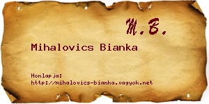 Mihalovics Bianka névjegykártya